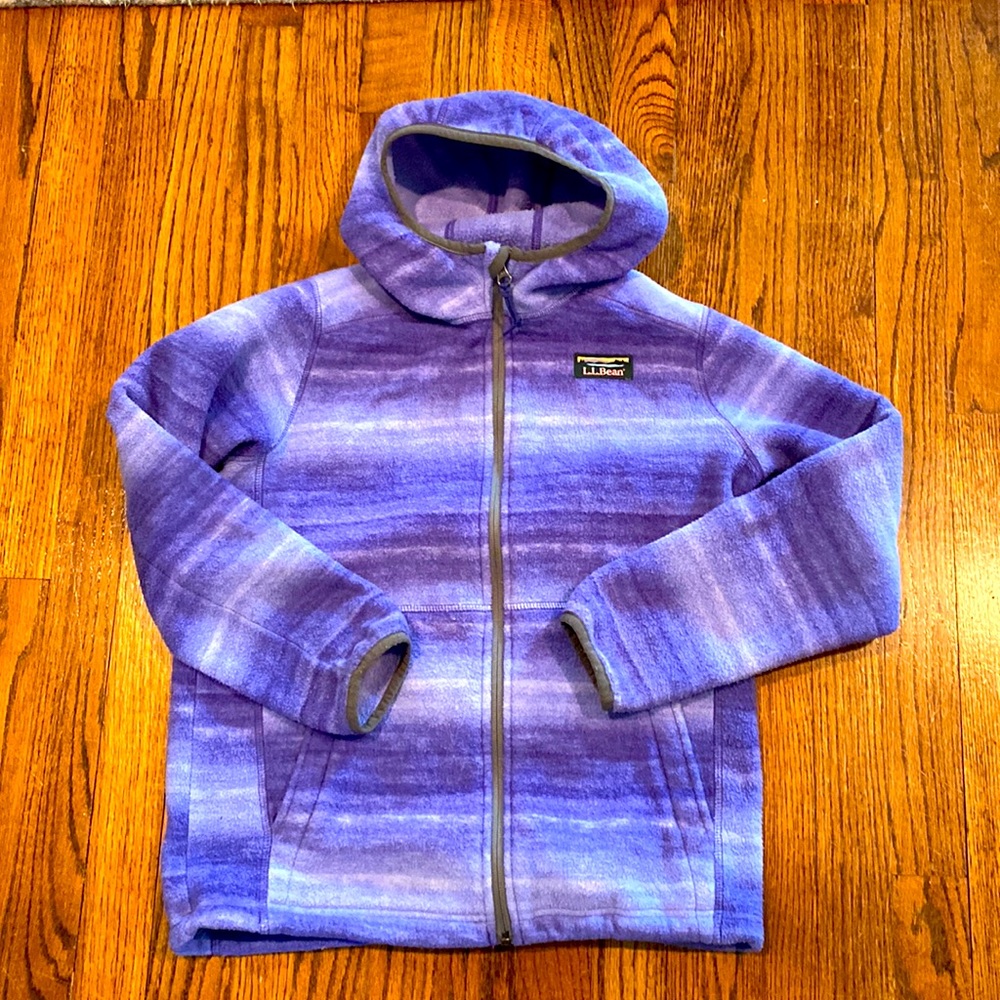 LL Bean girls size Large purple fleece hoodie jacket